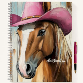 Hot Pink Hat Horse Custom Girls Western Notizbuch
