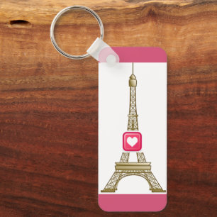 Hot Pink Heart Eiffel Tower Schlüsselanhänger