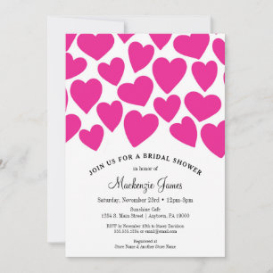 Hot Pink Hearts Bridal Dusche Einladung Whimsical