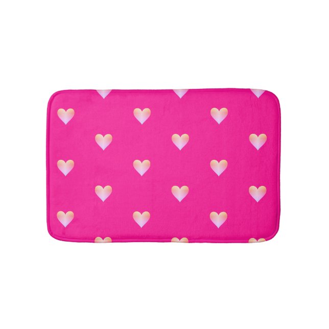 Hot Pink Hearts Pattern Badematte (Vorderseite)