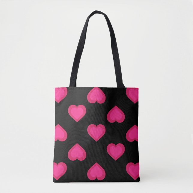 Hot Pink Hearts Pattern Tasche (Vorderseite)