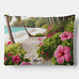 Hot-Pink-Hibiskus-Zubehörtasche für das tropische  Zubehörtasche