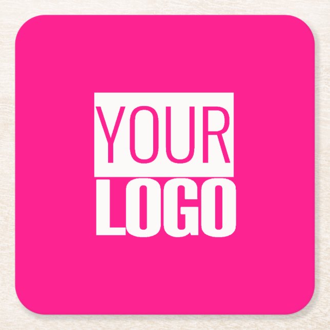 Hot Pink - Hinzufügen eines fett gedruckten Logos Rechteckiger Pappuntersetzer (Vorderseite)