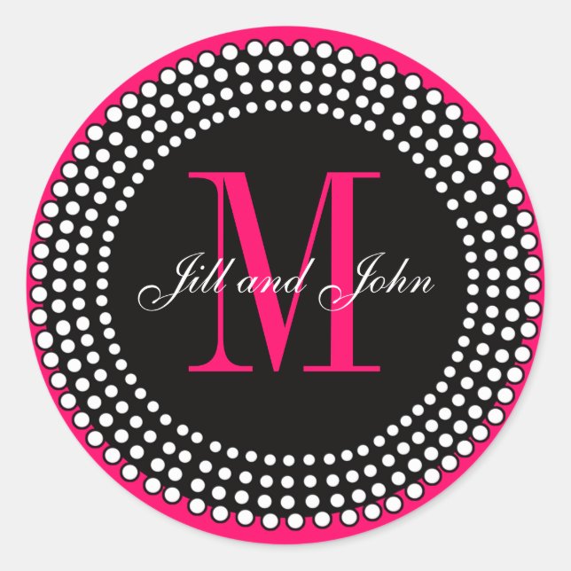 Hot-Pink-Hochzeitskennzeichen Runder Aufkleber (Vorderseite)
