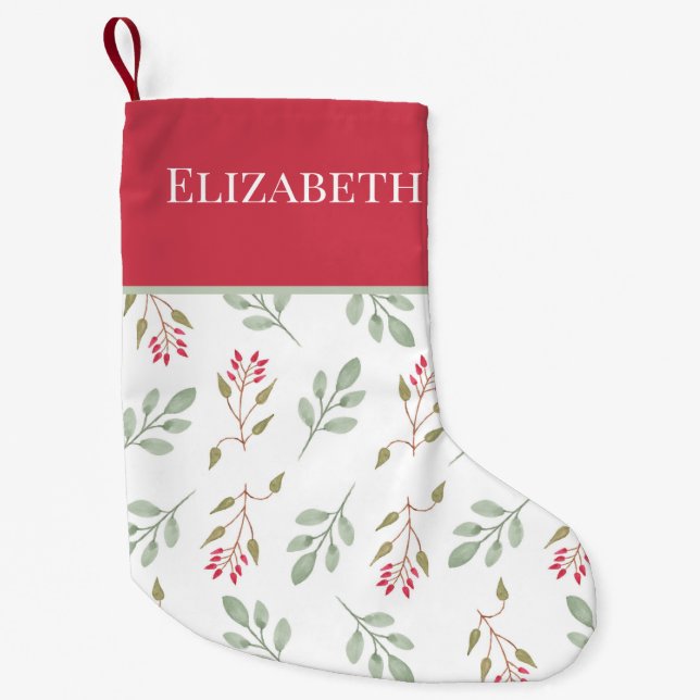 Hot Pink Holly Berry Weihnachts-Strumpf Kleiner Weihnachtsstrumpf (Vorderseite)