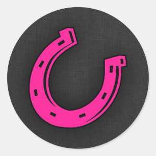 Hot Pink Horseshoe Runder Aufkleber