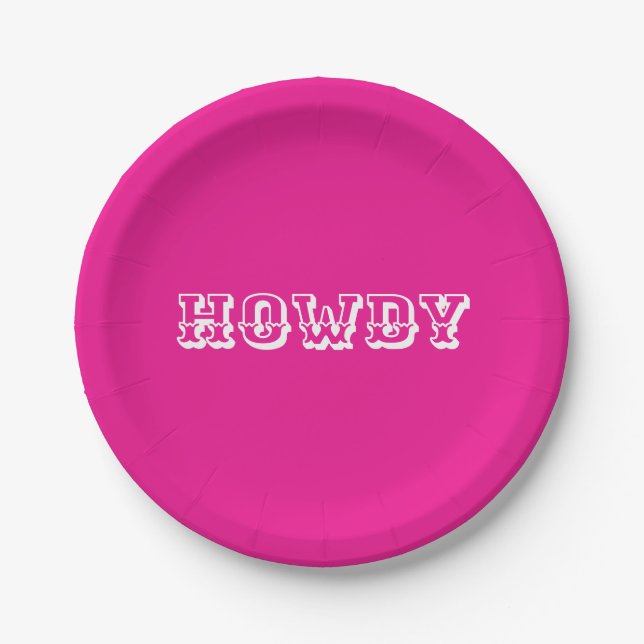 Hot Pink Howdy Style Pappteller (Vorderseite)