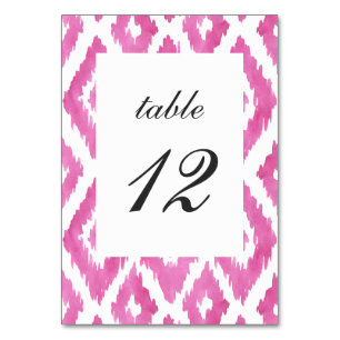 Hot Pink Ikat Tischnummer