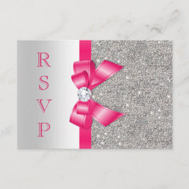 Hot Pink Imitats Bow & Diamonds UAWG RSVP Karte