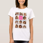 Hot Pink Instagramm Foto Collage Custom Monogram T-Shirt<br><div class="desc">Verwenden Sie bis zu 11 quadratische oder selbstständige Fotos,  um ein einzigartiges und persönliches Geschenk zu schaffen. Oder man behalte den Hipster Welpe und macht einen trendigen Sake. Wenn Sie die Bilder anpassen müssen,  klicken Sie auf das Werkzeug anpassen,  um Änderungen vorzunehmen.</div>