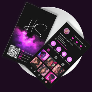 Hot Pink Instagramm Haar Stylist QR Code Visitenkarte