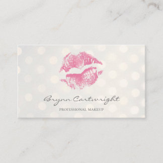 Hot Pink Kiss Lip mit Golden Bokeh Dots Makeup Visitenkarte
