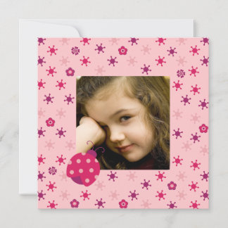 Hot Pink Ladybug Blume Geburtstagsfeier Einladung