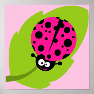 Hot Pink Ladybug Poster