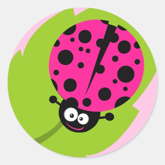 Hot Pink Ladybug Runder Aufkleber (Vorderseite)