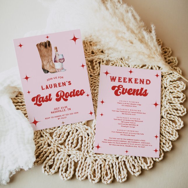 Hot Pink Last Rodeo Cowgirl Bachelorette Einladung (Von Creator hochgeladen)