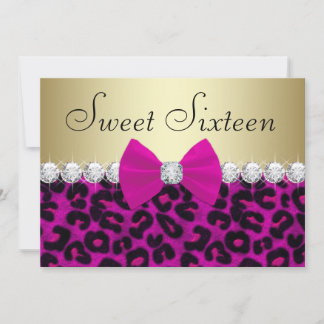 Hot Pink Leopard 16 . Geburtstag Einladung