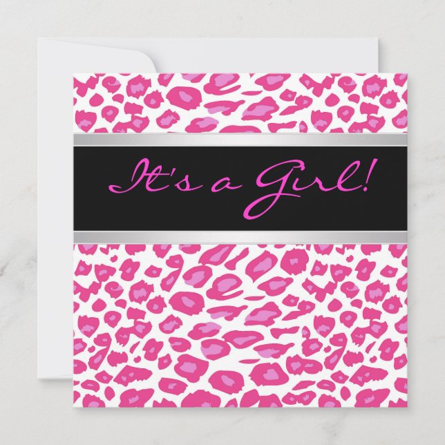 Hot Pink Leopard Girl Dusche Einladungen (Vorderseite)