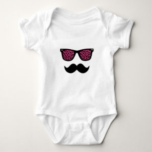 Hot Pink Leopard Mustache Design Baby Strampler