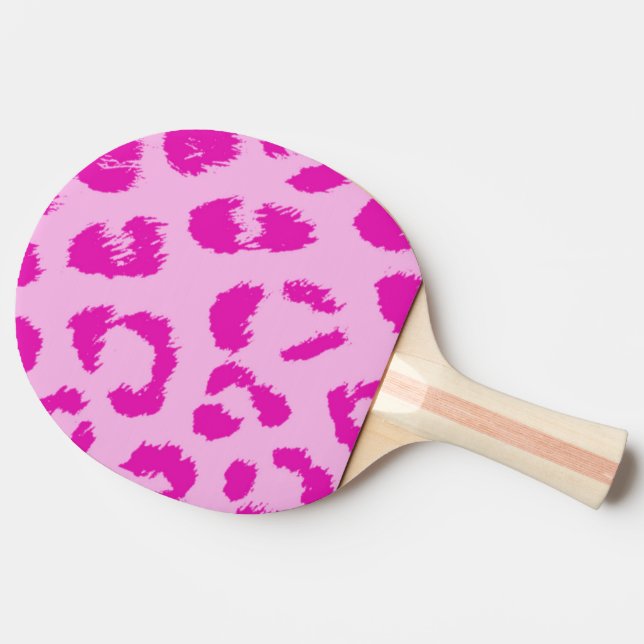 Hot Pink Leopard Muster Tischtennis Schläger (Seitenansicht)