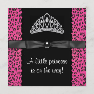 Hot Pink Leopard Princess Baby Girl Baby Dusche Einladung