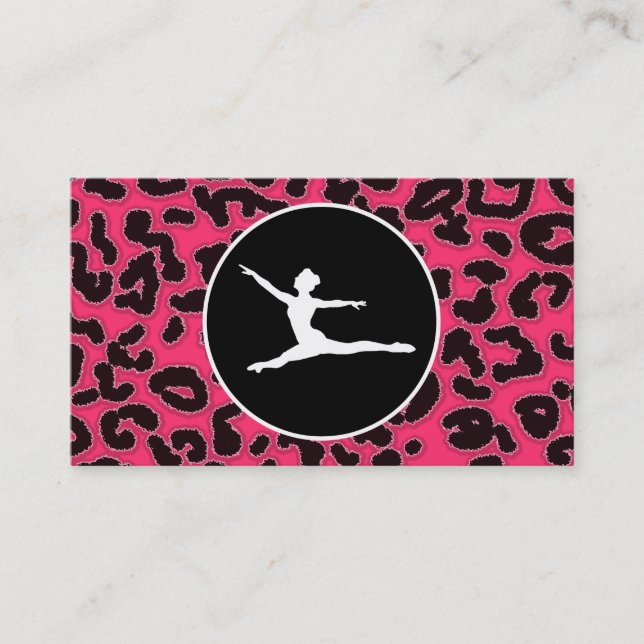 Hot Pink Leopard Print; Balletttänzer Visitenkarte (Vorderseite)