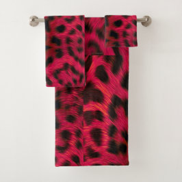Hot Pink Leopard Print Faux Badhandtuch Set