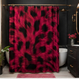 Hot Pink Leopard Print Faux Duschvorhang