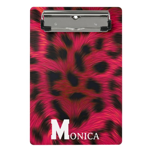 Hot Pink Leopard Print Faux  Mini Klemmbrett (Vorderseite)