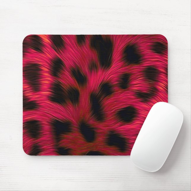 Hot Pink Leopard Print Faux  Mousepad (Mit Mouse)