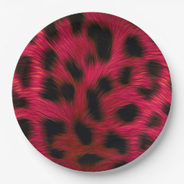 Hot Pink Leopard Print Faux Pappteller