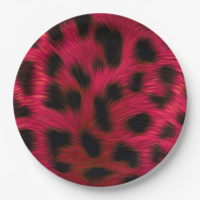 Hot Pink Leopard Print Faux  Pappteller (Vorderseite)