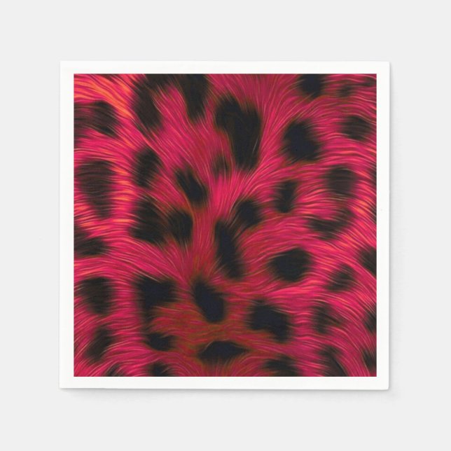 Hot Pink Leopard Print Faux  Serviette (Vorderseite)