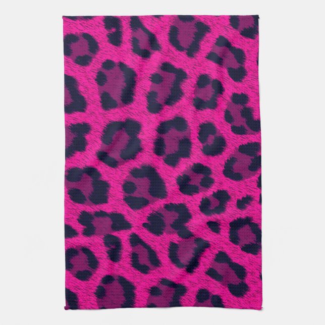Hot Pink Leopard Print Kitchtuch Geschirrtuch (Vertikal)