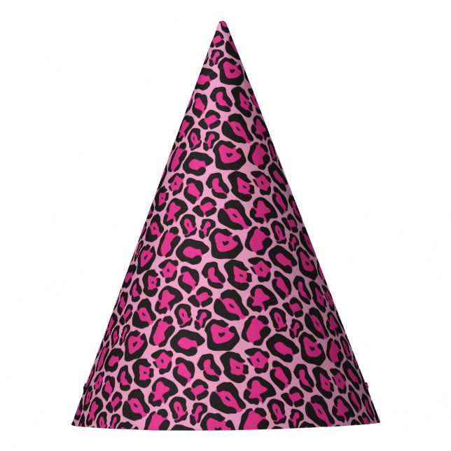Hot Pink Leopard Print Party Hut Partyhütchen (Vorderseite)
