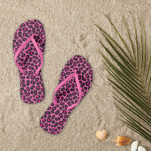 Hot Pink Leopard Spots Flip Flops