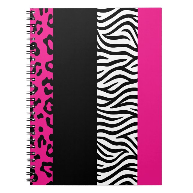 Hot Pink Leopard und Zebra Animal Print Notizblock (Vorderseite)