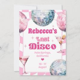 Hot Pink Letzte Disco Junggeselinnen-Abschied Itin Einladung