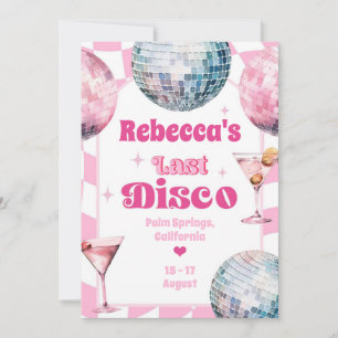 Hot Pink Letzte Disco Junggeselinnen-Abschied Itin Einladung