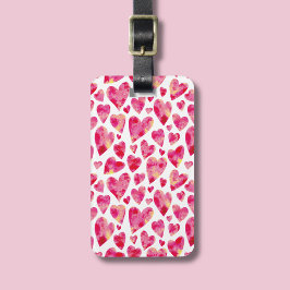 Hot Pink Liebe Herzmuster Gepäckanhänger