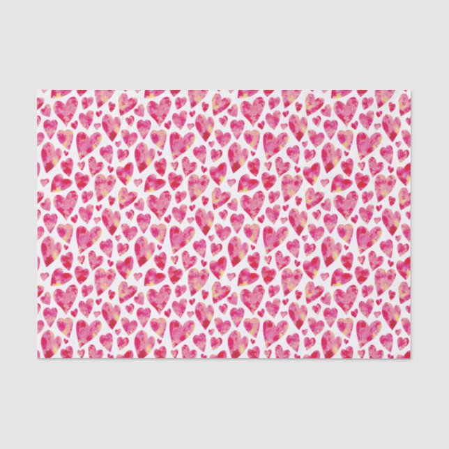 Hot Pink Liebe Herzmuster Seidenpapier (Vorderseite)