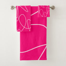 Hot Pink Line Art Badhandtuch Set