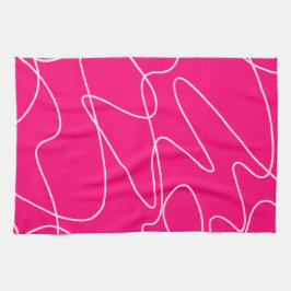 Hot Pink Line Art Geschirrtuch