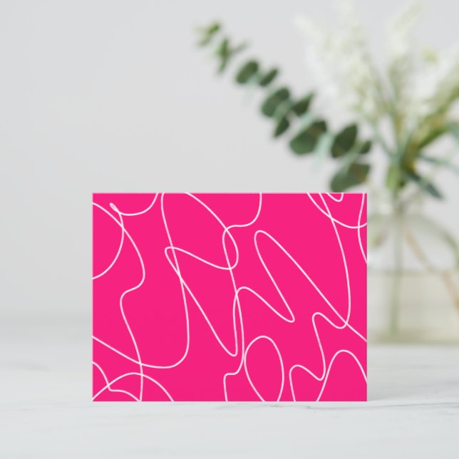 Hot Pink Line Art Postkarte (Stehend Vorderseite)