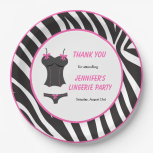 Hot Pink Lingerie Party Vielen Dank Pappteller