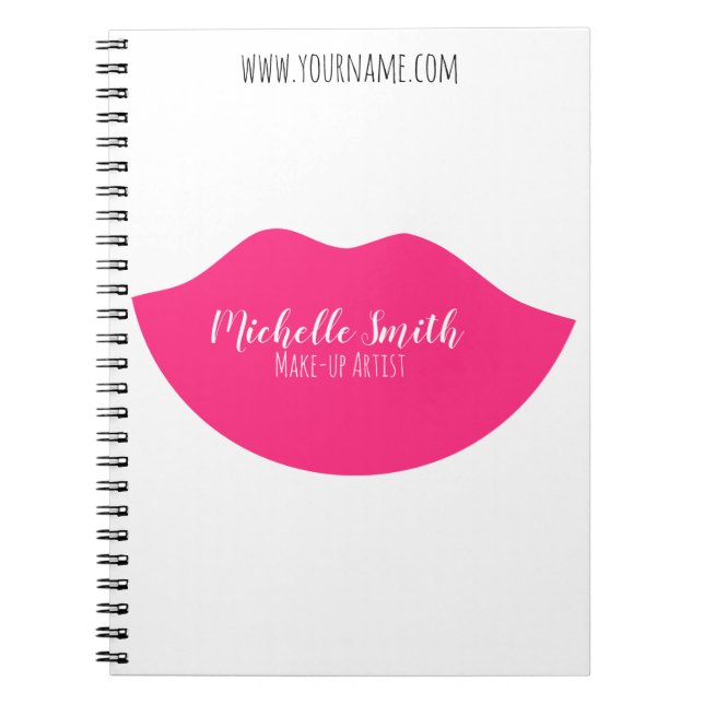 Hot Pink Lips Design Make-up Artist Business Card Notizblock (Vorderseite)