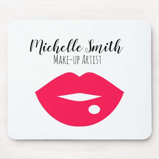 Hot Pink Lips Design Make-up Künstler Mousepad (Vorne)