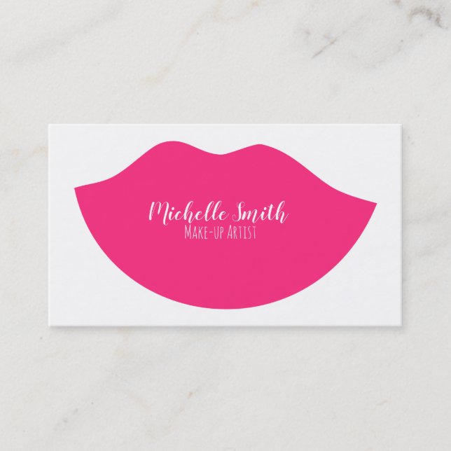 Hot Pink Lips Design Make-up-Künstler Visitenkarte (Vorderseite)