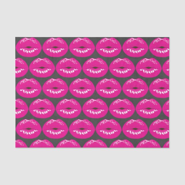Hot Pink Lips Glamour Girl Pattern Seidenpapier (Vorderseite)