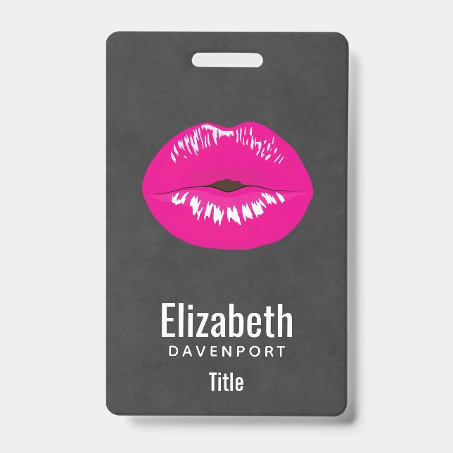 Hot Pink Lips Glamour Illustration Ausweis (Vorderseite)